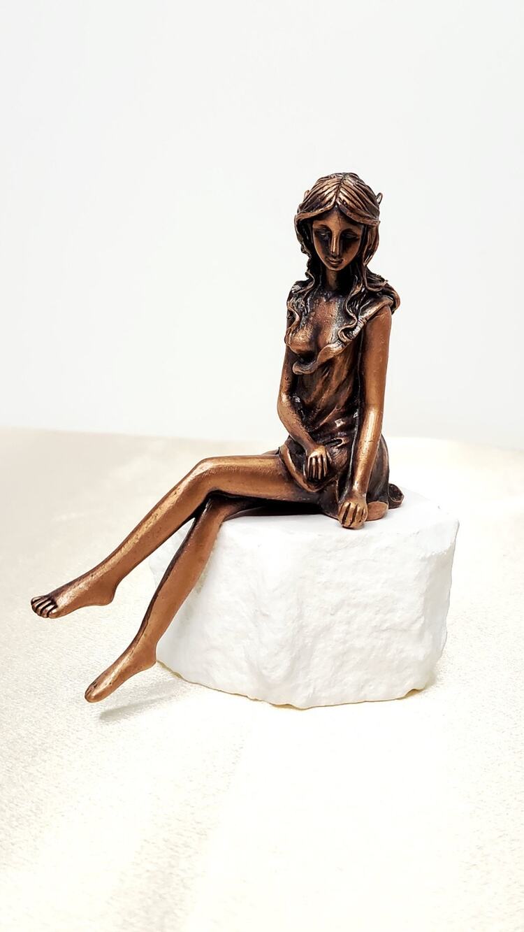 Bronze Metal Fairy Shelf Sitter Figurine Pixie Sprite Elf Decor 5 Inch